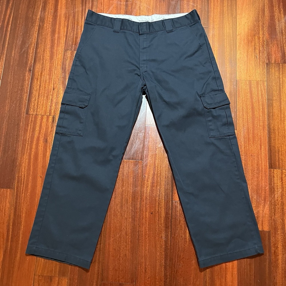 Dickies Pants Mens 40x30 Navy Blue Relaxed Straight Cargo Utility Workwear READ